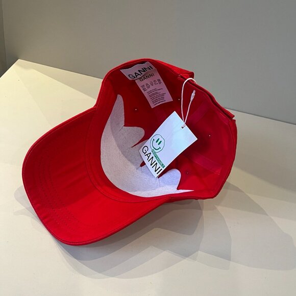 Ganni Red Baseball Cap - Picture 8 of 8